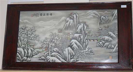A large Chinese enamelled porcelain plaque